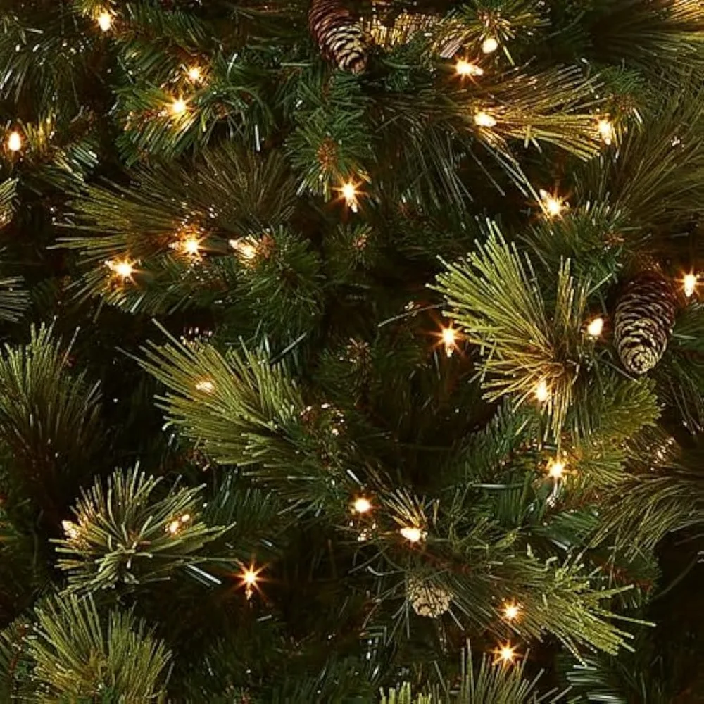 Carolina Pine 7.5 Foot Artificial Holiday Prelit Christmas Tree w/750 Clear Lights, Pinecones