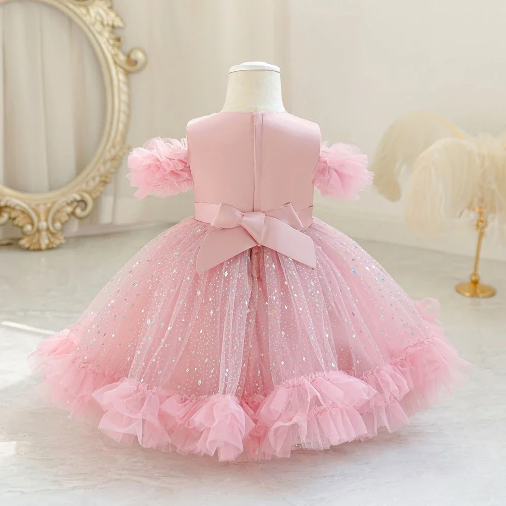 Girls Princess Dress for Party Sparkling Sequins Children's Birthday Holiday Wear Kids Gown 1-4 Years