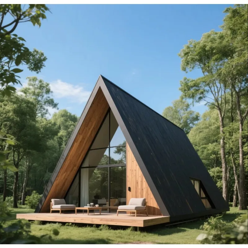 Durable Triangular Modular House Steel Frame Structure Triangle Tiny House Prefabricated Kit for Hotel Homestay