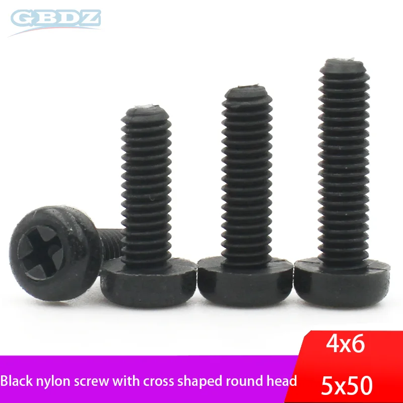 

30-100 шт. M4/M5 черные нейлоновые винты с крестообразной головкой и круглой головкой, высокопрочная нержавеющая мебель и электрические аксессуары