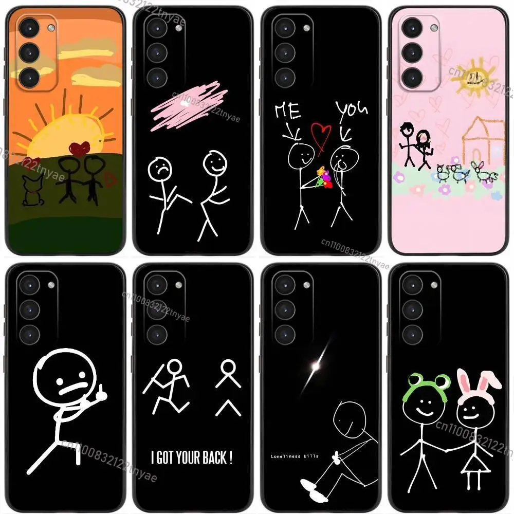 

Cartoon Stickman Matchman Phone Case For Samsung Galaxy A20,21s,22,31,32,52,53,72,73,80,91 Soft Liquid Silicone Black Cover