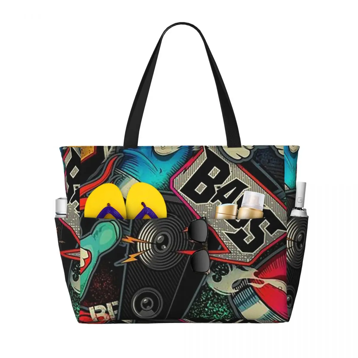 

Urban Pattern Hip Hop Graffiti Street Art (1) Beach Tote Bag Sport Gym Yoga Duffle Large Tote Bag Women Travel Bag Fitness bag