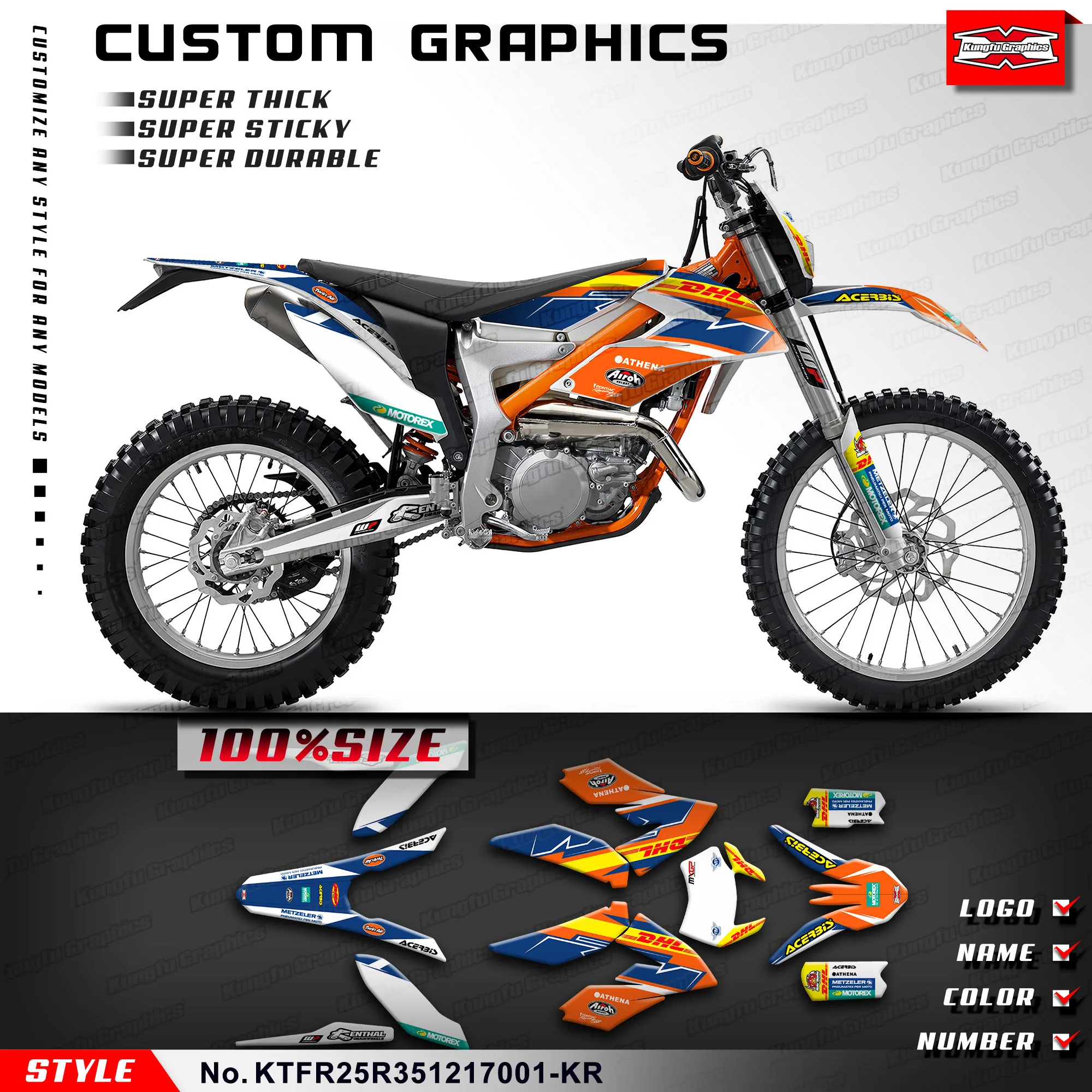 

KUNGFU GRAPHICS Waterproof Stickers Vinyl Wraps for KTM Freeride 250 350 2012 2013 2014 2015 2016 2017, KTFR25R351217001-KR