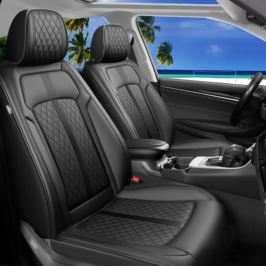 

Fit Frontier Car Seat Covers Front Pair for Select Nissan Frontier 2009-2024 2025 Crew Cab Full Coverage Leather Airbag Compatib