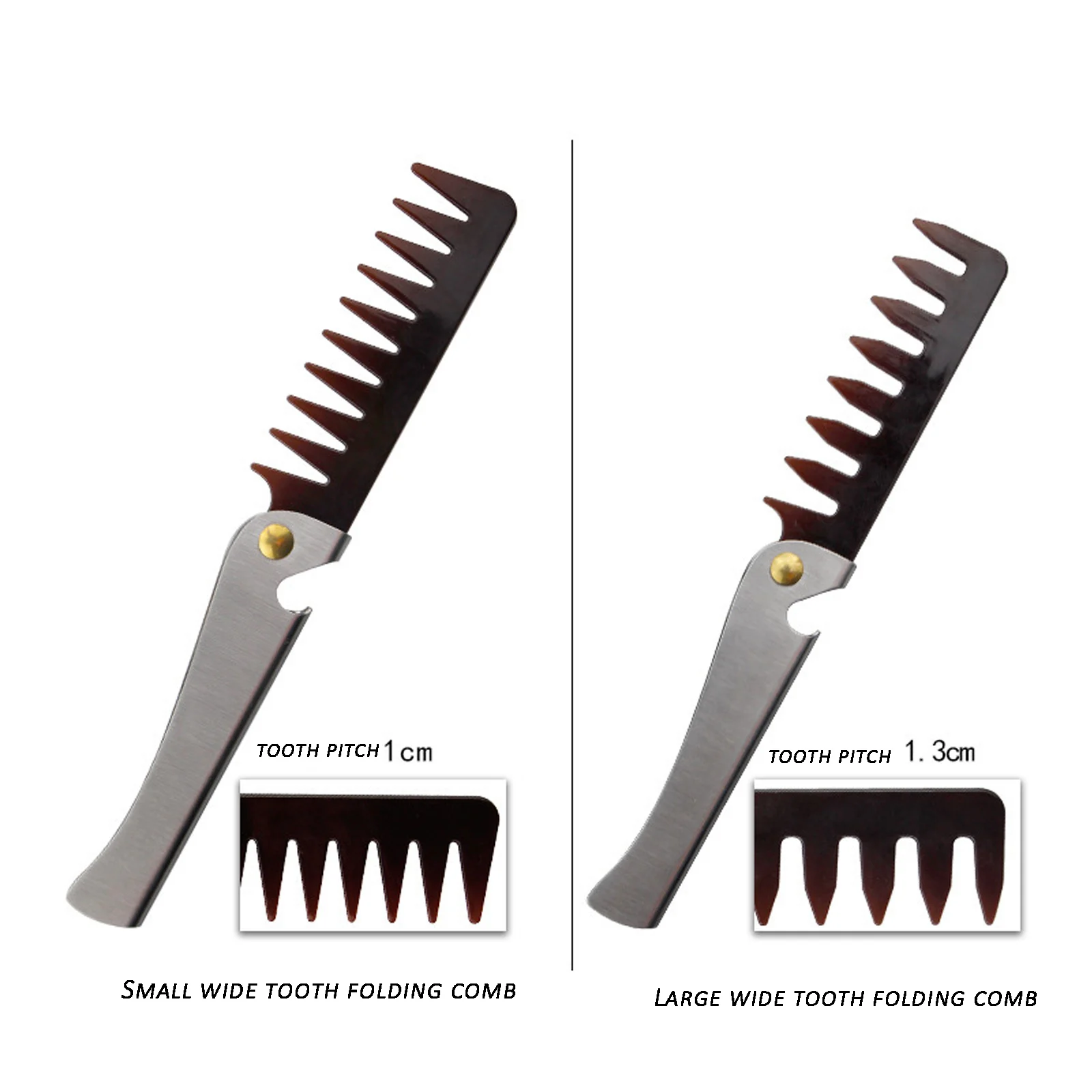 Oil Head Comb Barber Stainless Steel Handle Folding Wide Teeth Men Comb Hairdressing Hair Modeling Styling Comb Portable Vintage