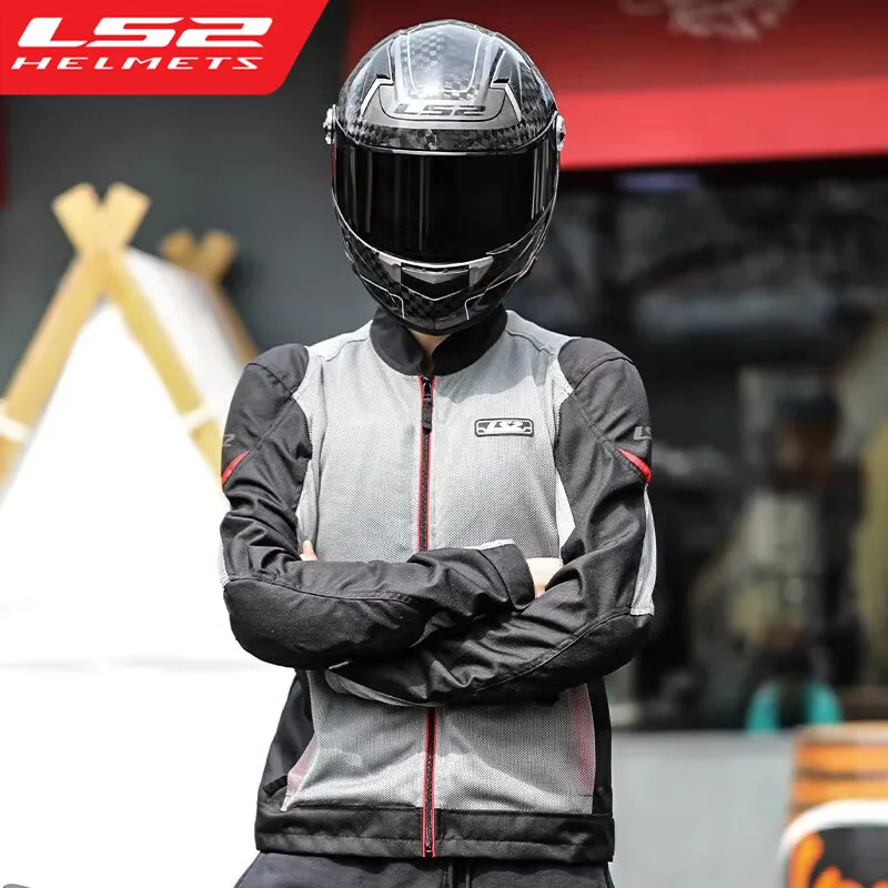 LS2 Original Motorcycle Jacket Summer Breathable Anti-fall Reflective Motorbike Jacket Men Women Motocross Jacket Cycling Jersey