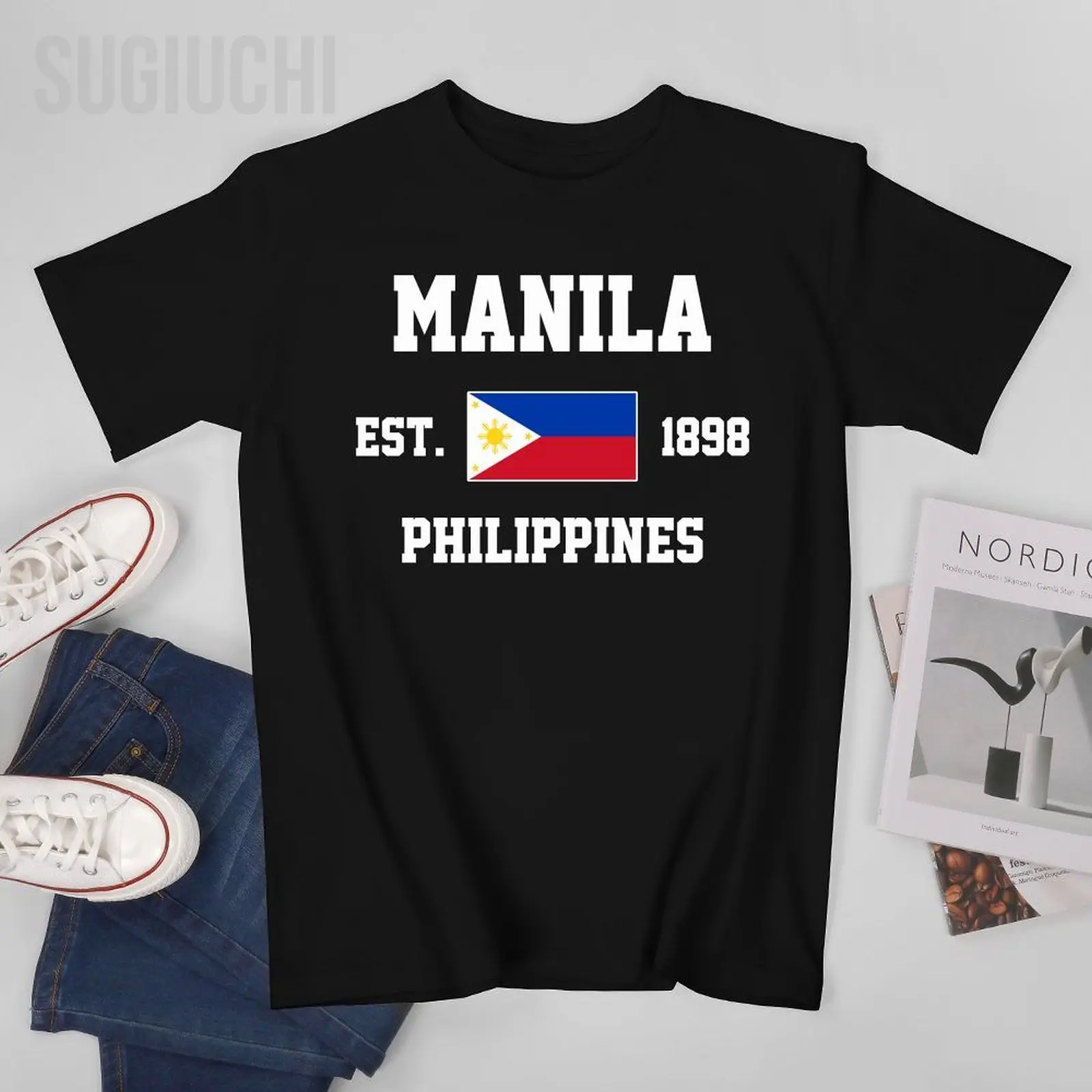 Patriotic Flag Philippines EST.1898 Manila Men Tshirt Tees T-Shirt O-neck T Shirts Women Boys Clothing 100% Cotton