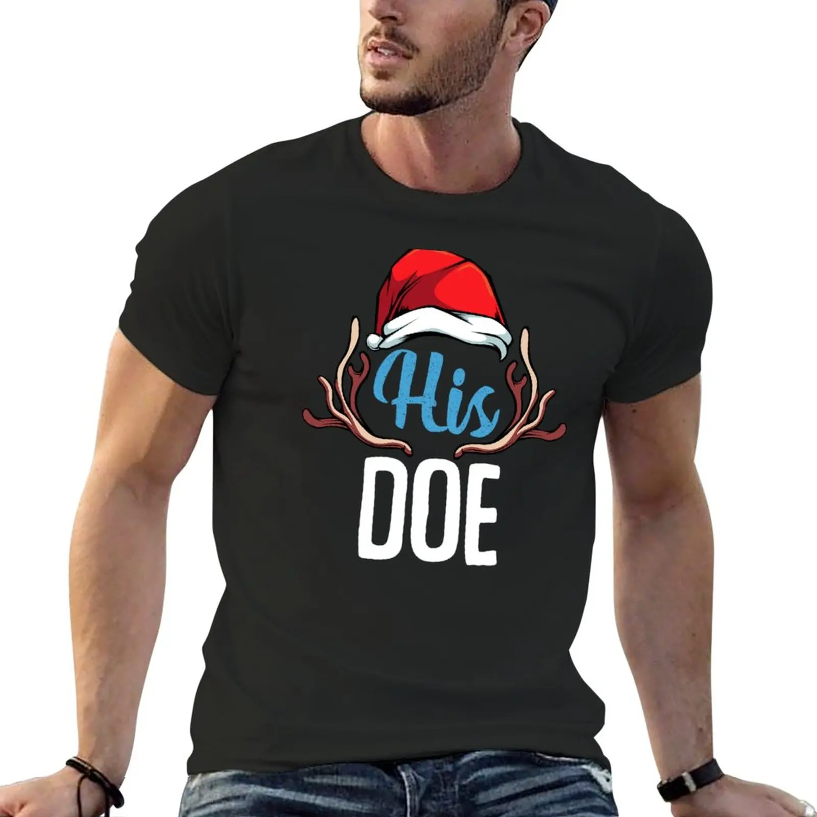 New His Doe Her Buck Couples Matching Merry Christmas Funny Sweatshirt T-Shirt summer tops t shirts men