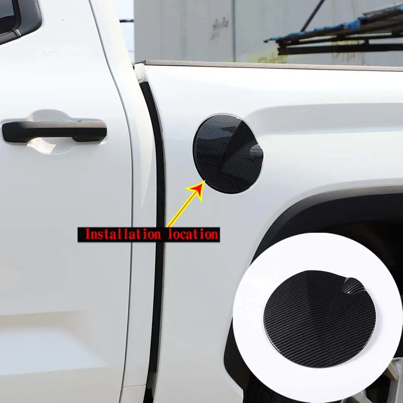 Car Fuel Tank Cap Decoration Cover Trim Sticker Accessories For Toyota Tundra 2022 2023 ABS Carbon Fiber