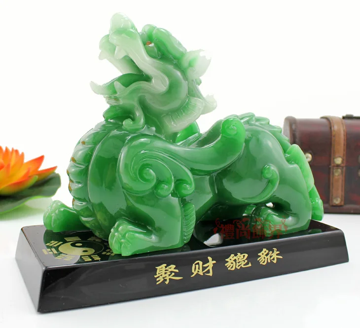 متجر المنزل شركة متجر تعويذة جلب الثروة المال حسن الحظ أنثى التنين بي شيو اليشم تمثال راتنج فنغ شوي تمثال ديكور
