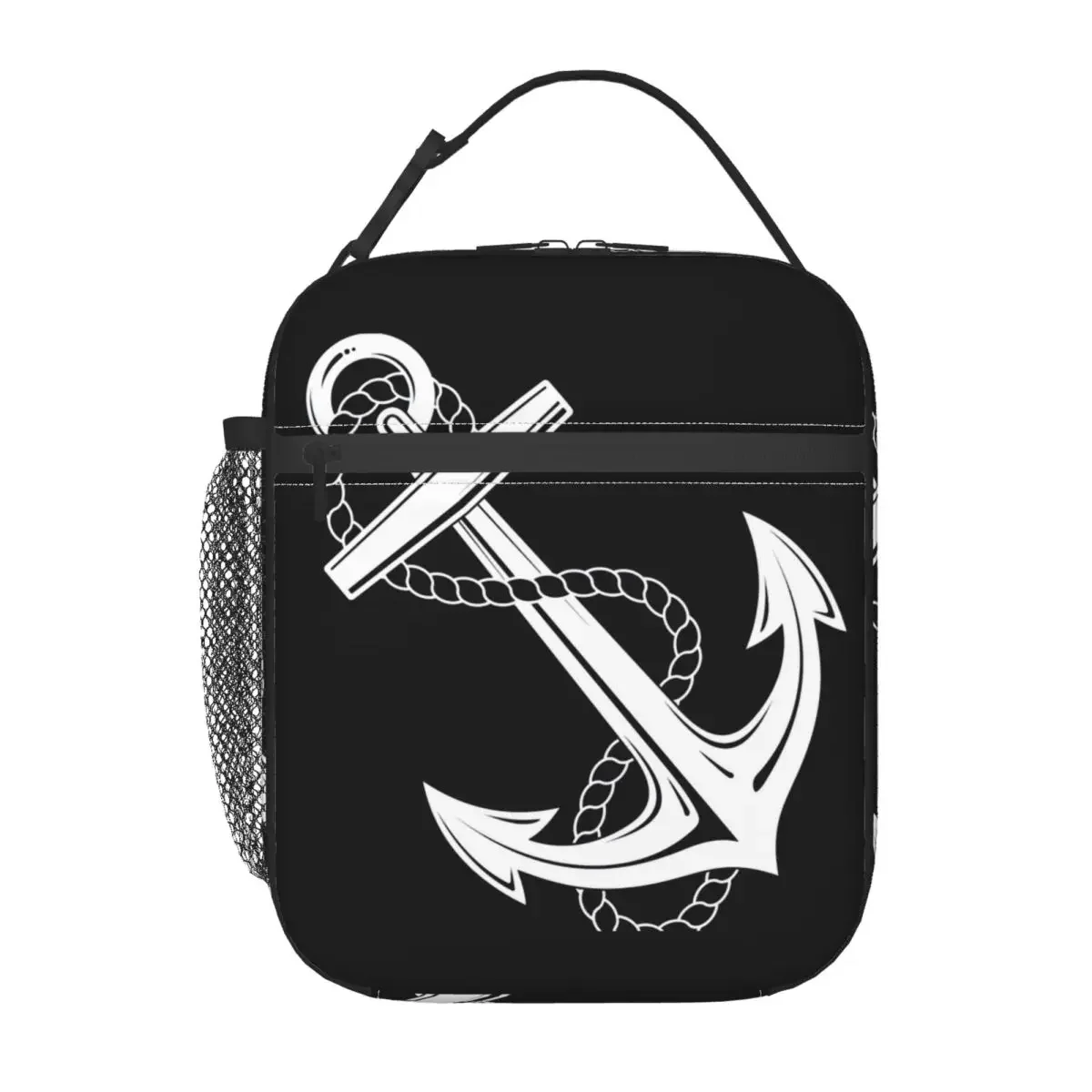 

Custom Anchor Nautical White Navy Lunch Bag for Women Cooler Thermal Insulated Bento Box Kids School Children Portable Tote Bags