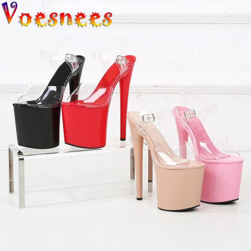 2023 New Fashion Heels Extreme Platform High 20CM Pole Dance Shoes Model Sexy Walk Show Transparent High-heeled Sandals Women