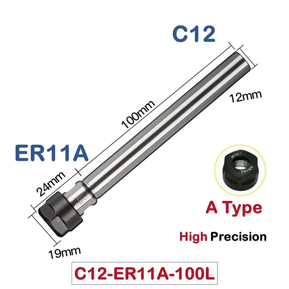 C-8-10-12-16-20-25-mm ER-8-11-16-20-A Straight Shank Extension Mini Collet Chuck C-type Straight Handle Extended Mini Chucks