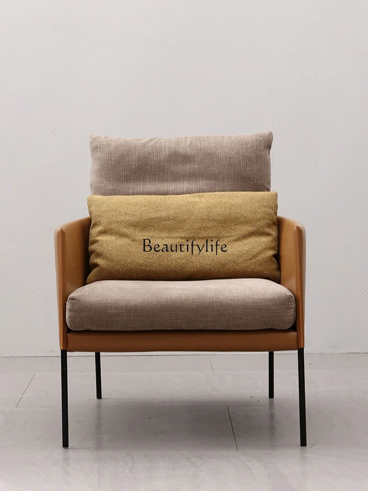 

FG17Genuine Leather Single Mid-Ancient Couch Nordic Designer Saddle Leather down Feather Balcony Leisure Chair