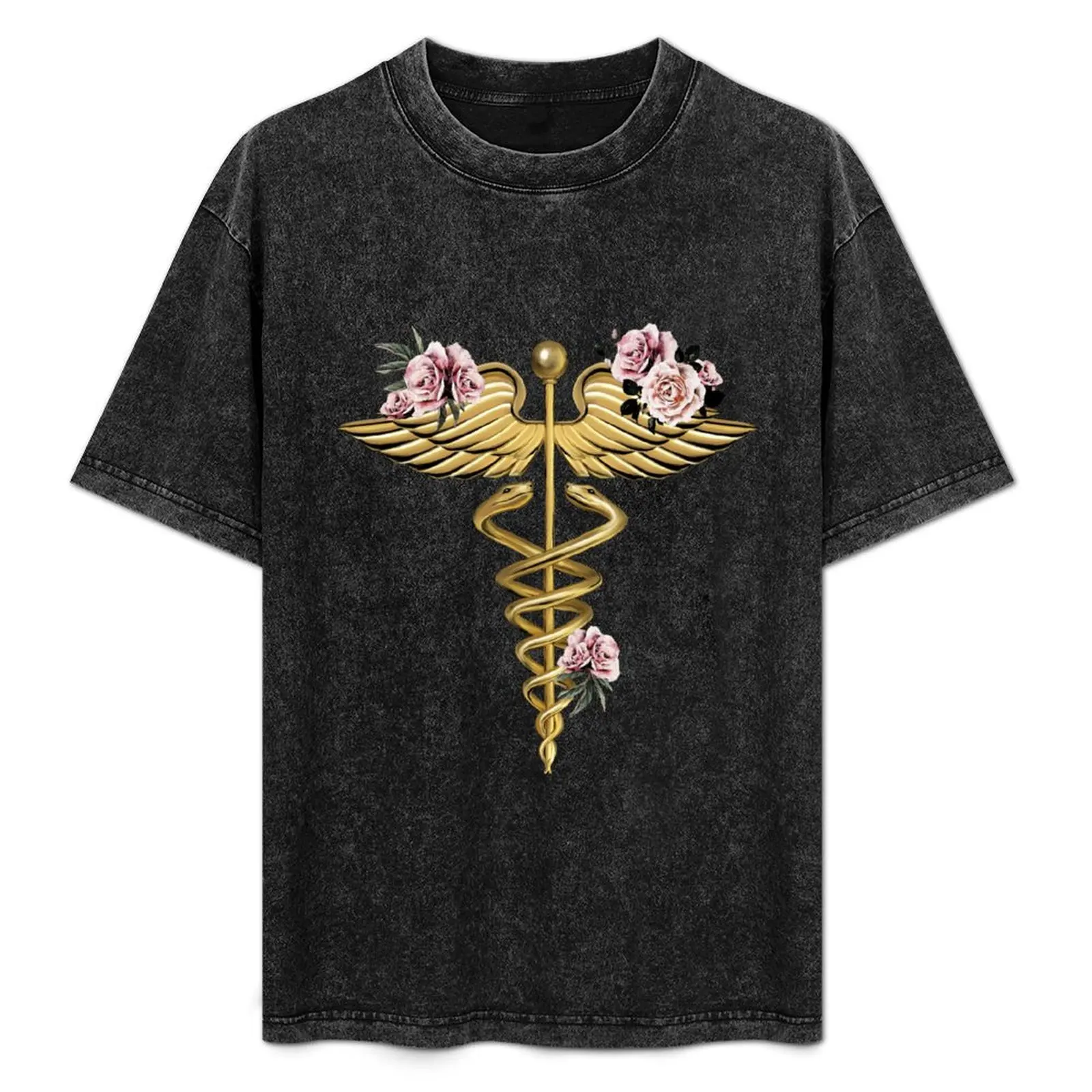 Caduceus Art Medical, medical illustration art, floral caduceus stickers, medical symbol T-Shirt anime t shirts for men