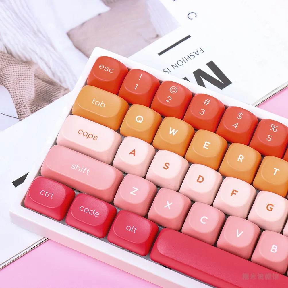 Minimalist Gradient Sunset Keycaps MOA Profile PBT Dye Sublimation Keycap 132 Keys For MX-style Mechanical Gaming wooting