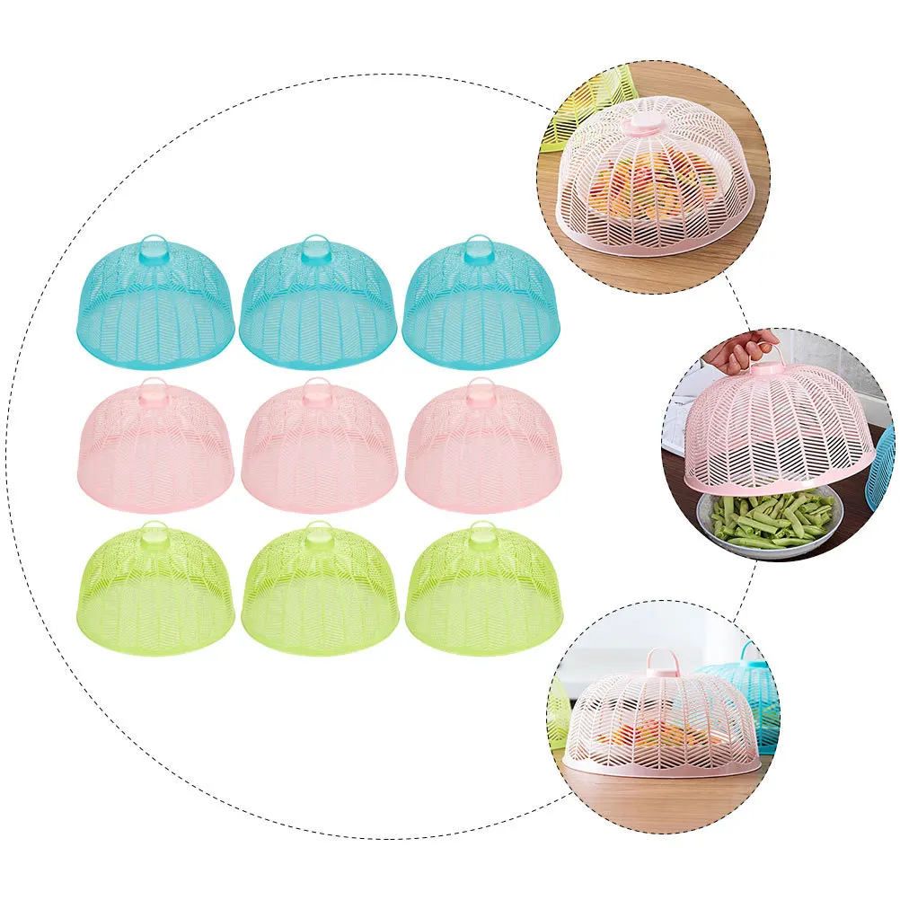 

9Pcs Food Cover Plastic Round Protective Dish Cover Breathable Home Kitchen Vegetable Salad Protector Food Protector