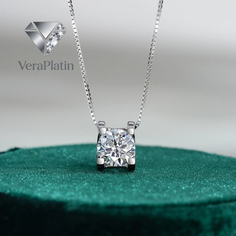 

ВераПлатин Женское ожерелье из белого золота 18K с муассанитом 0.5 карата для дочери/жены на Рождество/День рождения/Свадьбу/День святого Валентина
