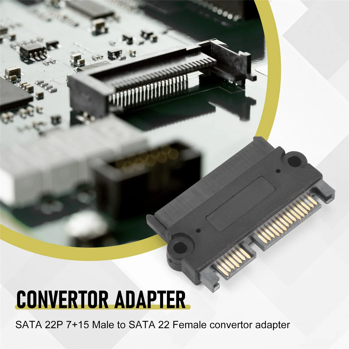 Adaptador conversor SATA 22P 7 + 15 macho para SATA 22 pinos fêmea
