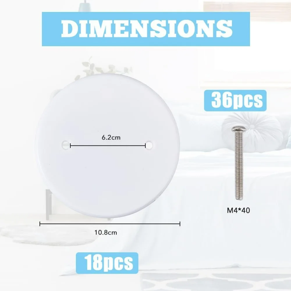 18Pcs Wall Hole Cover Ceiling Cover Plate Flat Round Ceiling Plate Circle Wallplate with 36pcs Screws to Making Kit