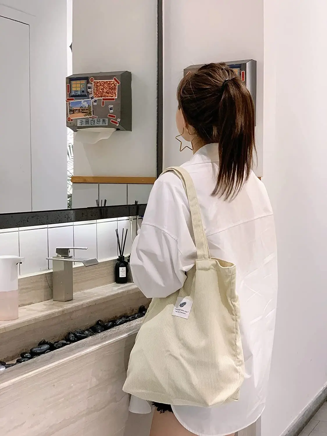 JIOMAY 2025 Damen Cord-Shopper-Tasche Stilvolle Tragetasche - Langlebige Casual Große Einkaufstasche mit Hoher Kapazität Perfekt für den Täglichen Gebrauch – Detail 12