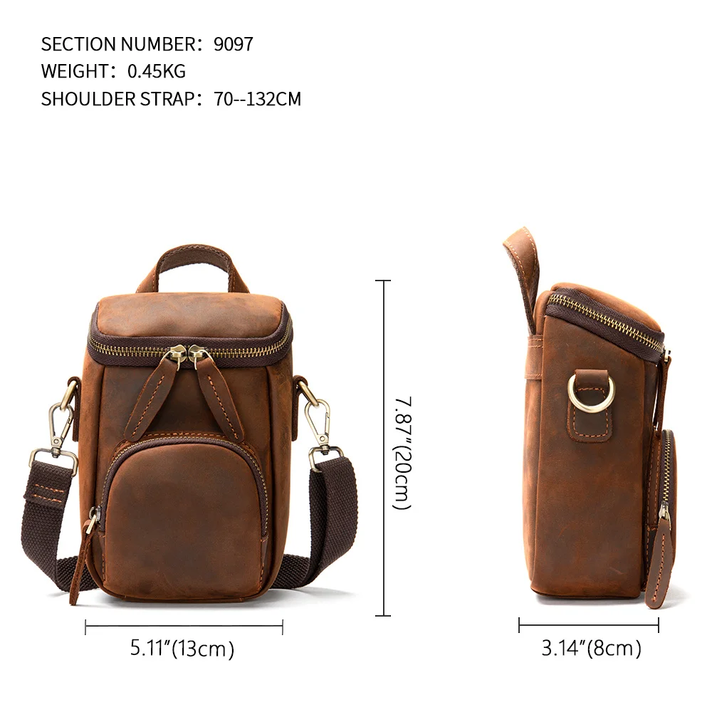 Bag Male Shoulder Crazy Horse Leather Men's Crossbody For Cellphone Retro Mens s Men Handbag bolsa de ombro maculina