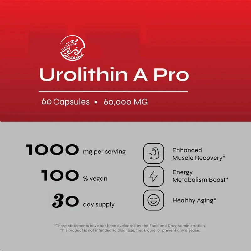 Urolithin A Capsules -1000 mg, 60 capsules for advanced cellular health and vitality, healthy aging, 60000 mg ultrafine powder