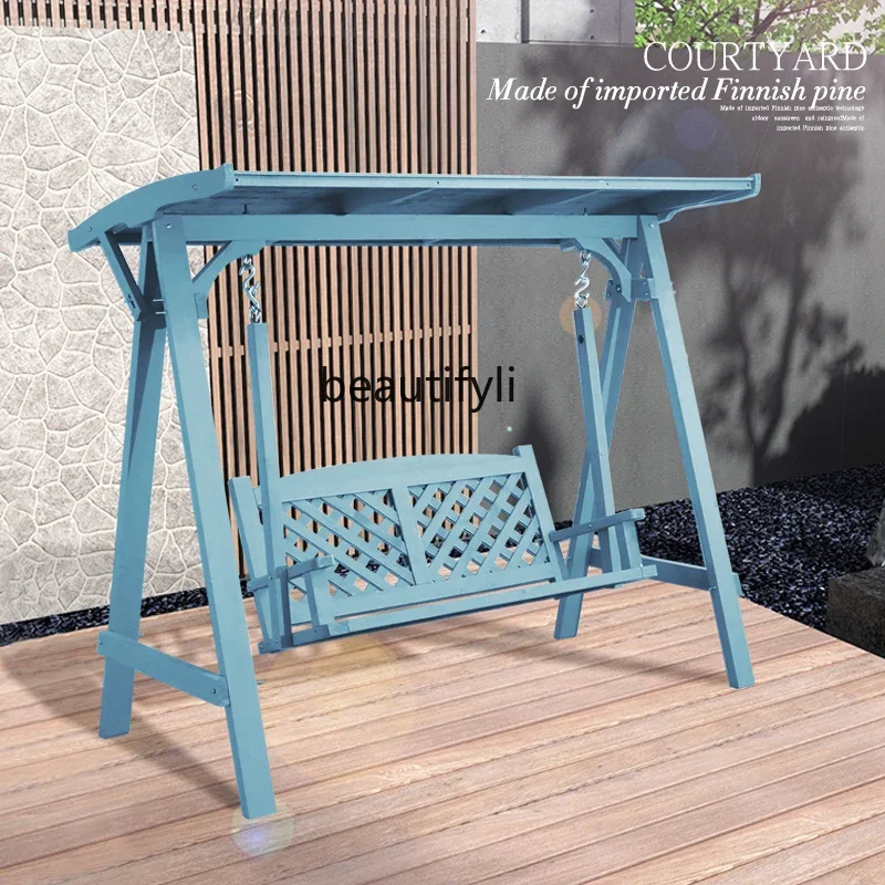 

ss7304 Outdoor Courtyard Casual Rocking Chair Solid Wood to Swing Outdoor Garden Balcony Adult Glider