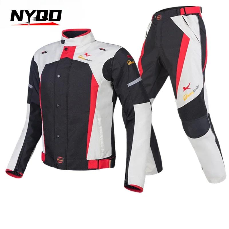 Motorcycle Riding Suit Men's Set All Year Round Waterproof Anti Fall Anti Cold Warm and Rainproof Racing Motorcycle Suit Jackets