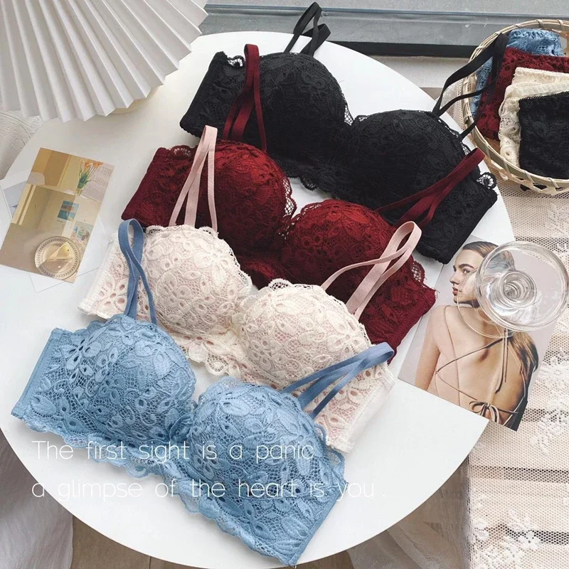 

Lace Floral Sexy Lingerie Adjustable Push Up Bras Comfortable Wireless Bralette Intimages Underwear Brassiere Women