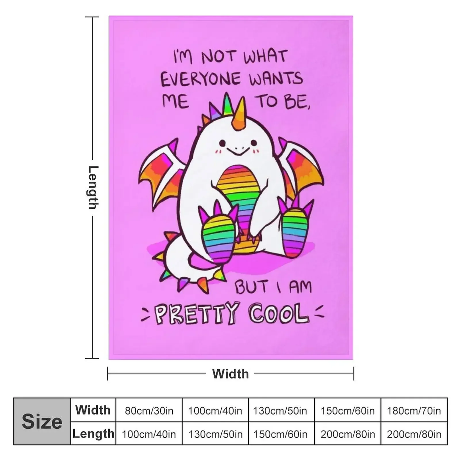 I AM PRETTY COOL Rainbow Potato Dragon Throw Blanket couch cozy soft plush fuzzy picnic outdoor blanket
