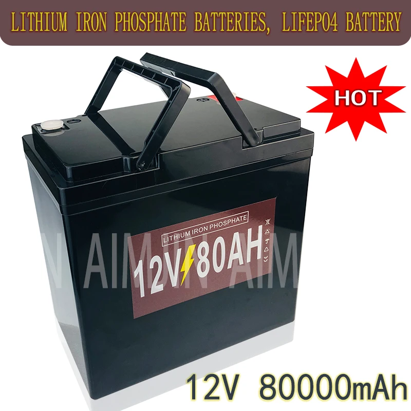 12V 80Ah LiFePO4 Battery 12.8V 3000 Cycles For RV Campers Golf Cart Off-Road Off-grid Solar Wind