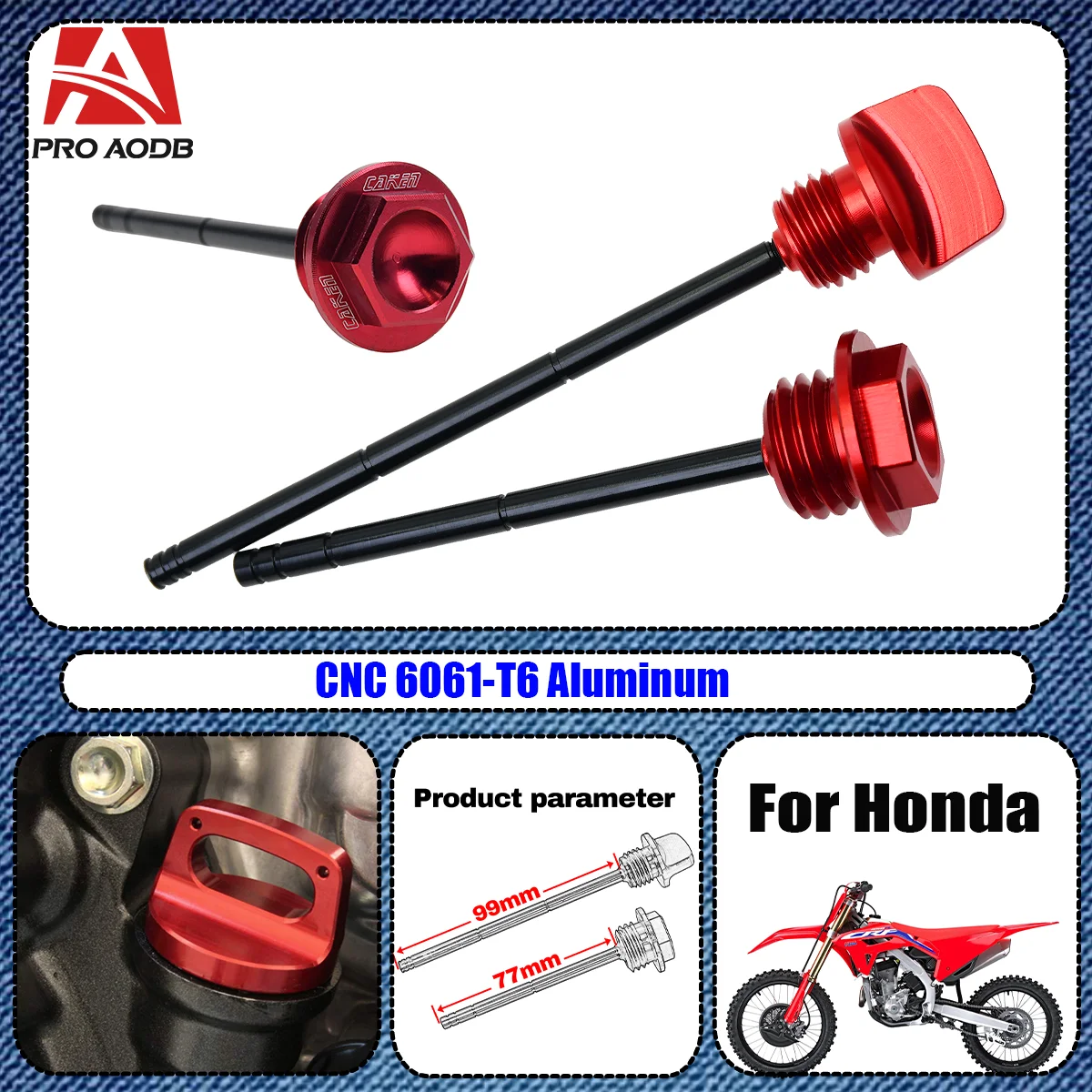 

Motorcycle Red Aluminum Oil Dipstick Gauge Plugs For HONDA CRF450R CRF250R CRF250X CRF 450R 250 450 R X 2009-2015 2016 Universal