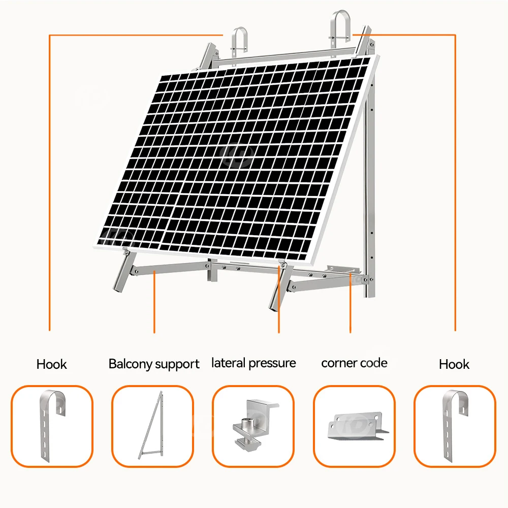 ที่บังแดดปรับได้ระเบียงที่บังแดดติดตั้ง PV สามเหลี่ยมปรับได้สำหรับระเบียงระบบจัดเก็บพลังงาน