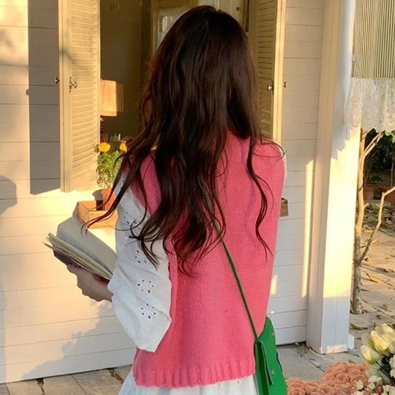 Sweater Vest Women Flowers Loose Sweet Cozy All-match Tender Sleeveless Casual Spring Knitting Ins Ulzzang Chic Fashion Students