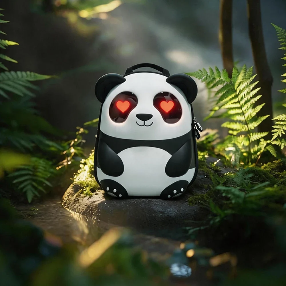 Interactive LED Panda Backpack for Kids, DIY Emoji Face School Bag with APP Control, Lightweight Toddler Daypack for Boys Girls