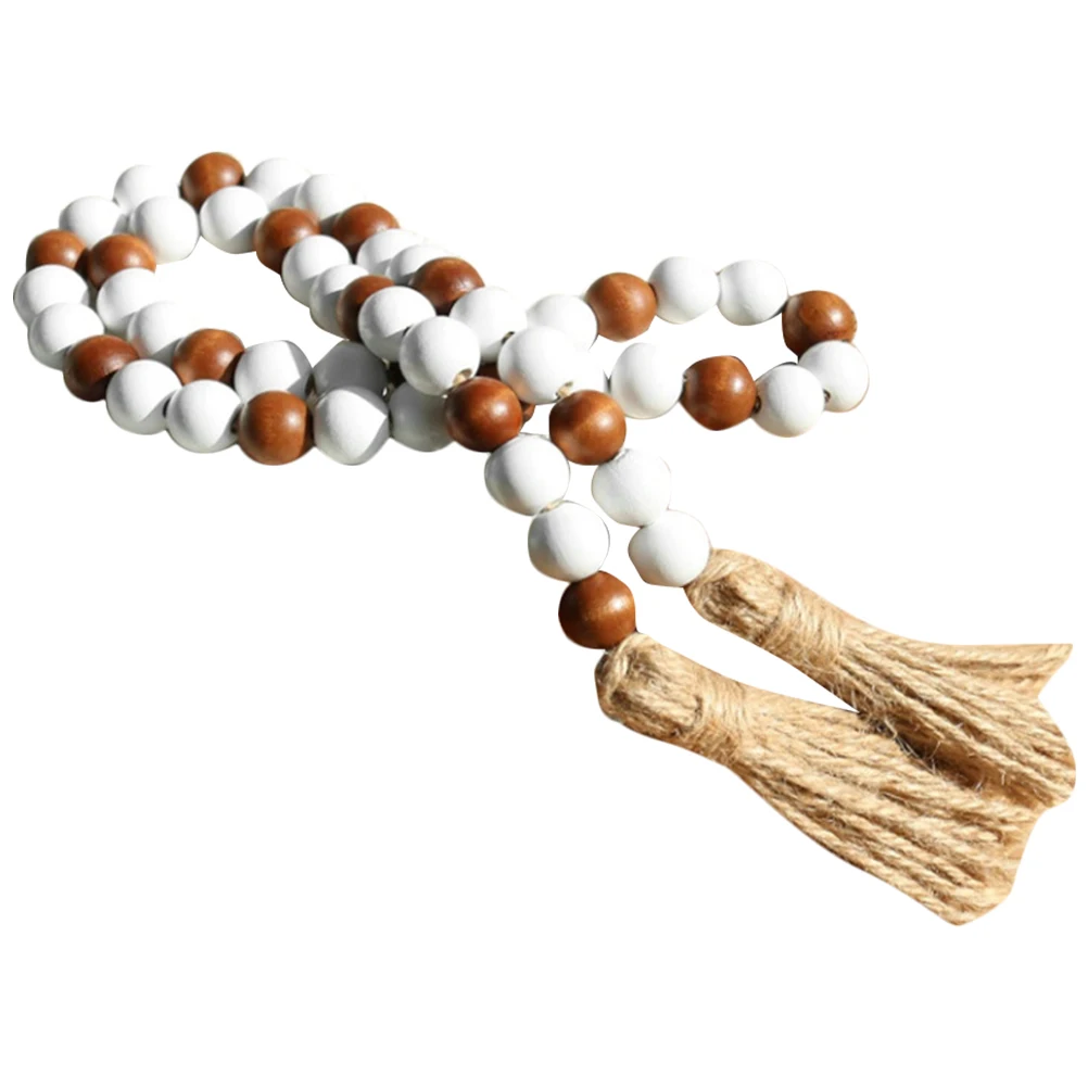 

39inch Wooden Rustic Decorative Beaded String Decor Tassel String for Home Garden Party Store Tiered Tray