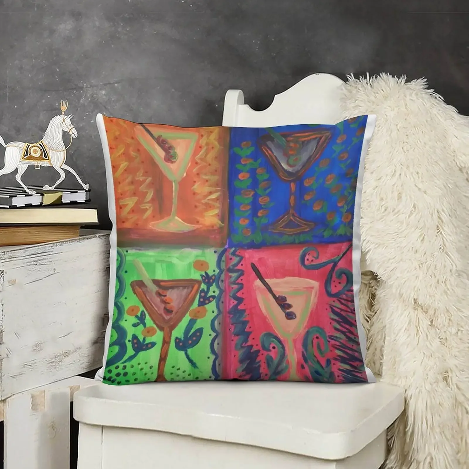 Martini's With Friends ~ Inspired by Andy Warhol Pop Art... by Andrea Horowitz Throw Pillow pillows decor home pillow