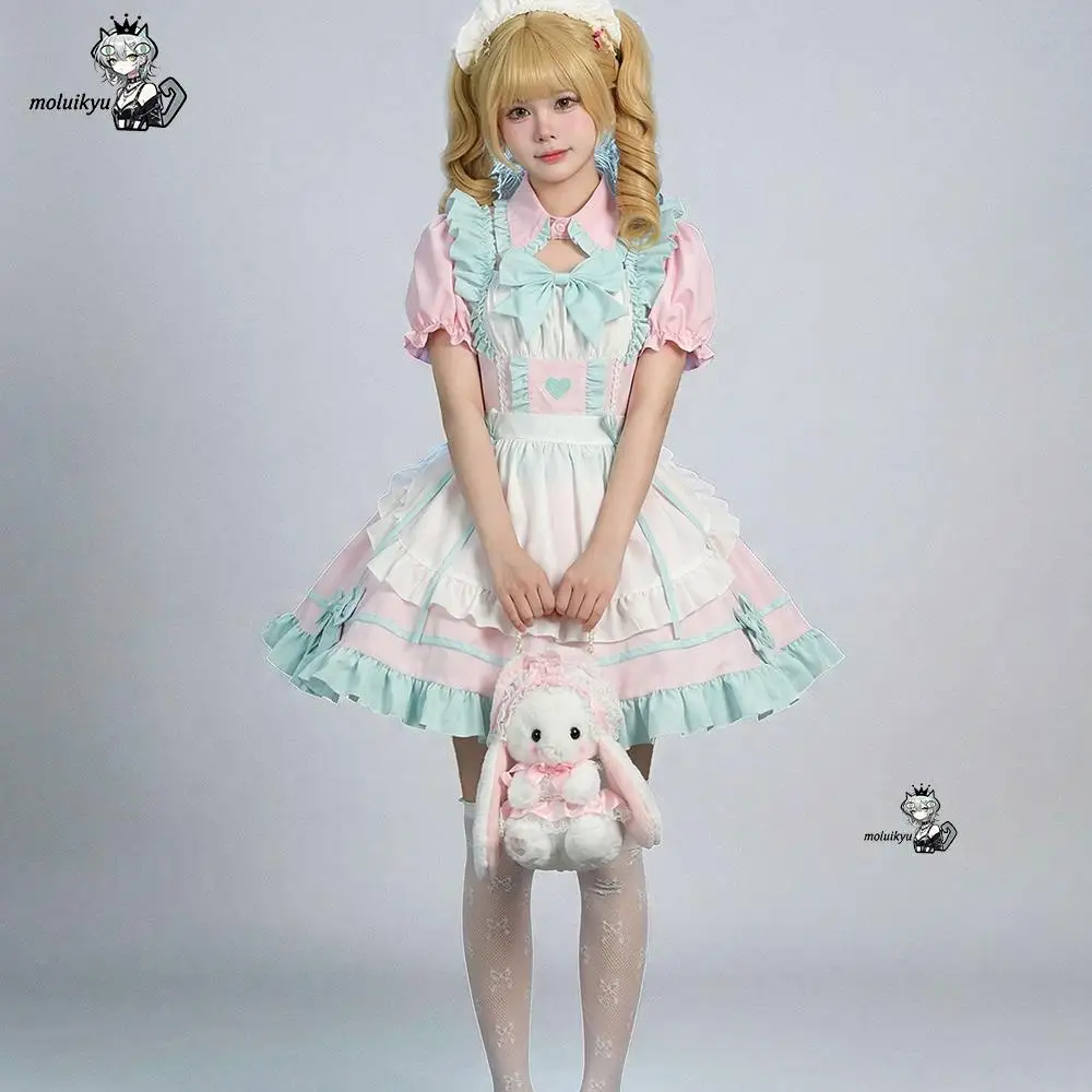 

Kawaii Pink Blue Colors Lolita Dresses for Girls Daily Wear Maid Style Soft Comfortable Anime Clothes Lolita Dresses for Party