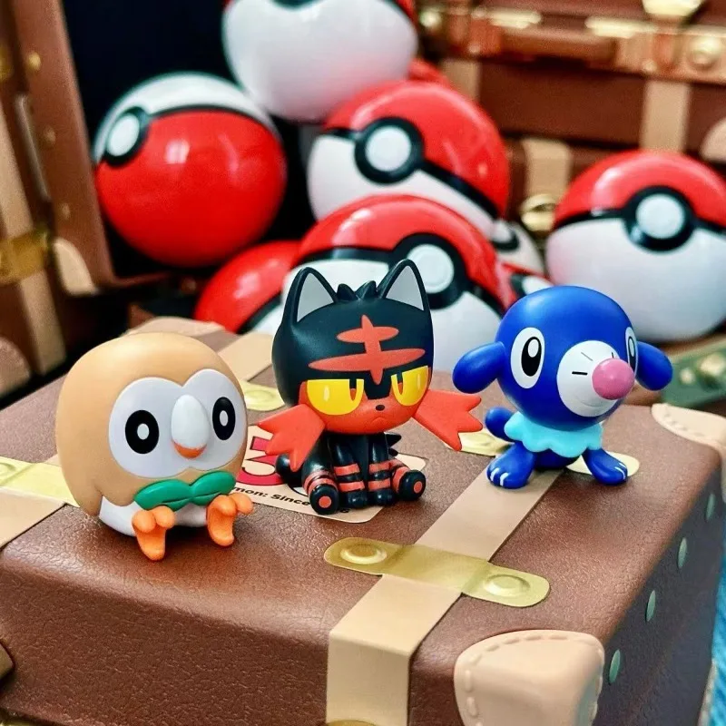 With Box Pokemon First Partners Blind‑box 3Pcs Starter Figurines + 3 Pokeballs, Anime Figure Toys with Vintage Storage Case view 4