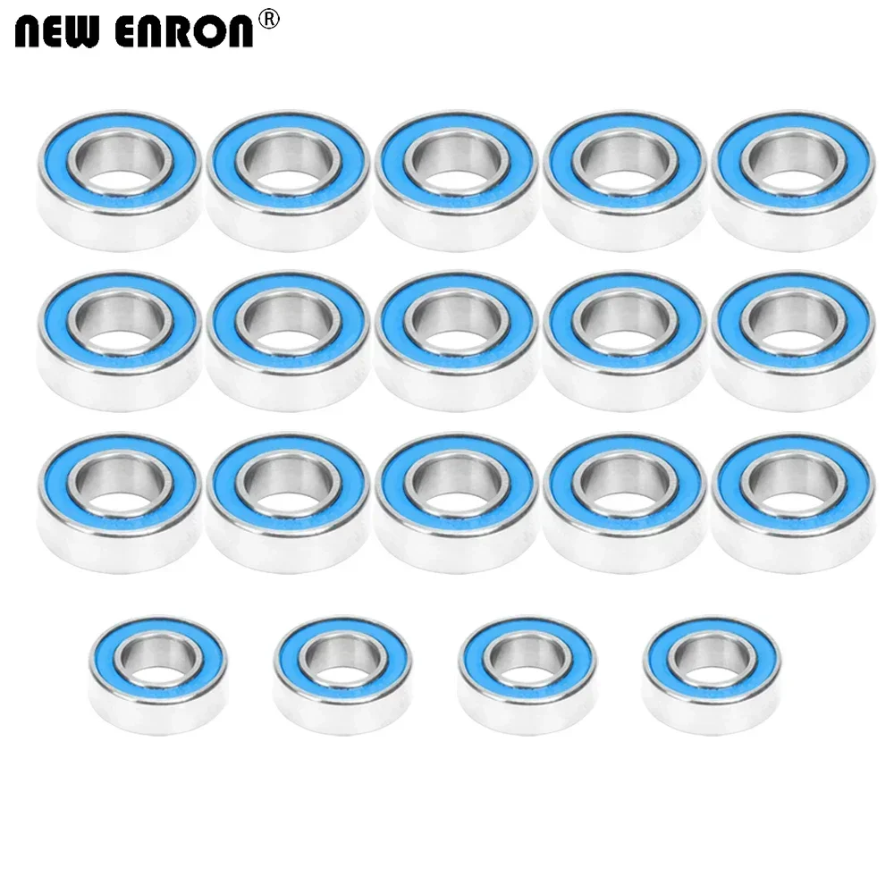 NEW ENRON 19Pcs Ball Bearing Kit Metric Blue Rubber Sealed on Two Sides For RC Car Traxxas SLASH 2WD 52100 Chrome Steel