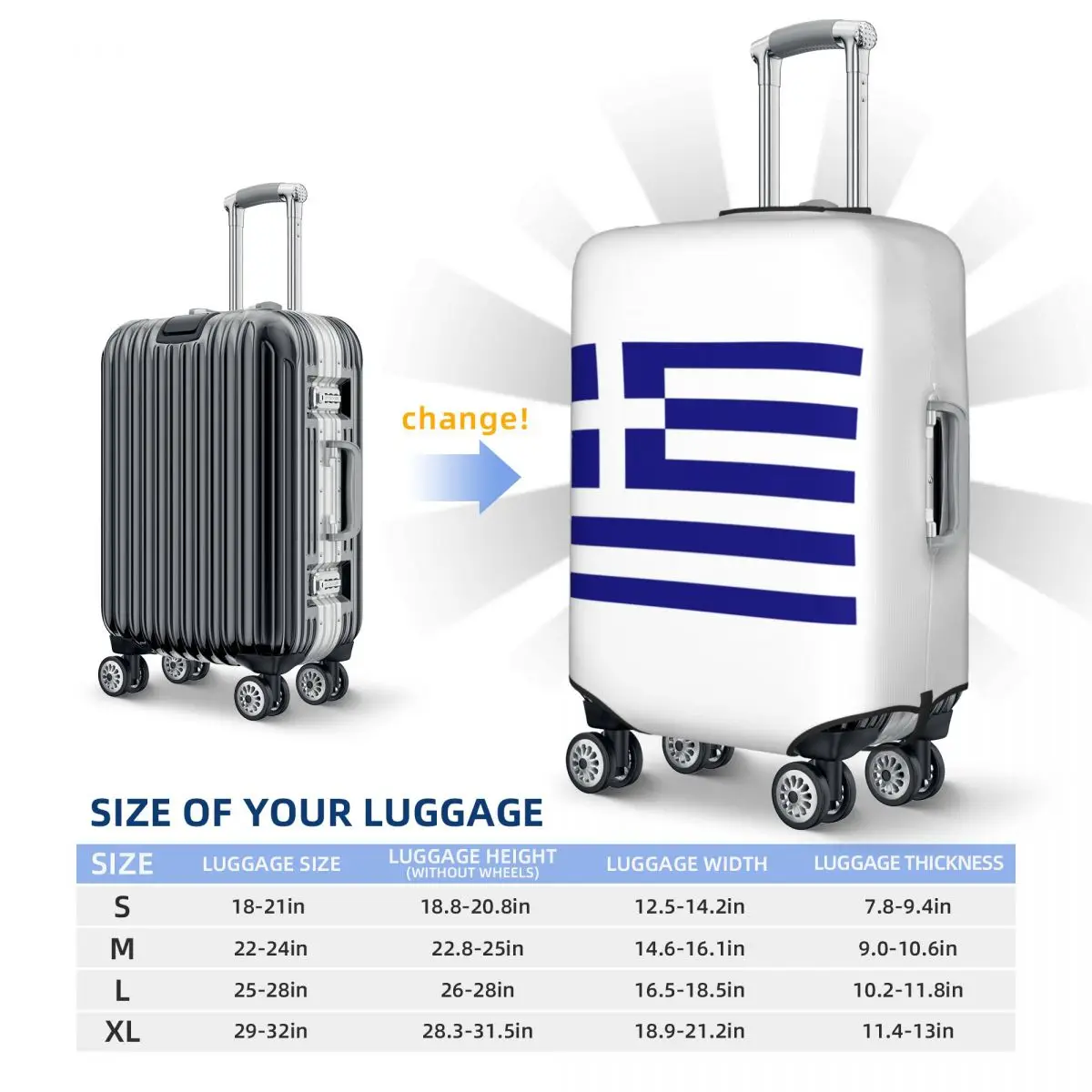 그리스 그리스 국기 가방 커버 보호 18-32인치용 탄성 여행용 수하물 보호 커버
