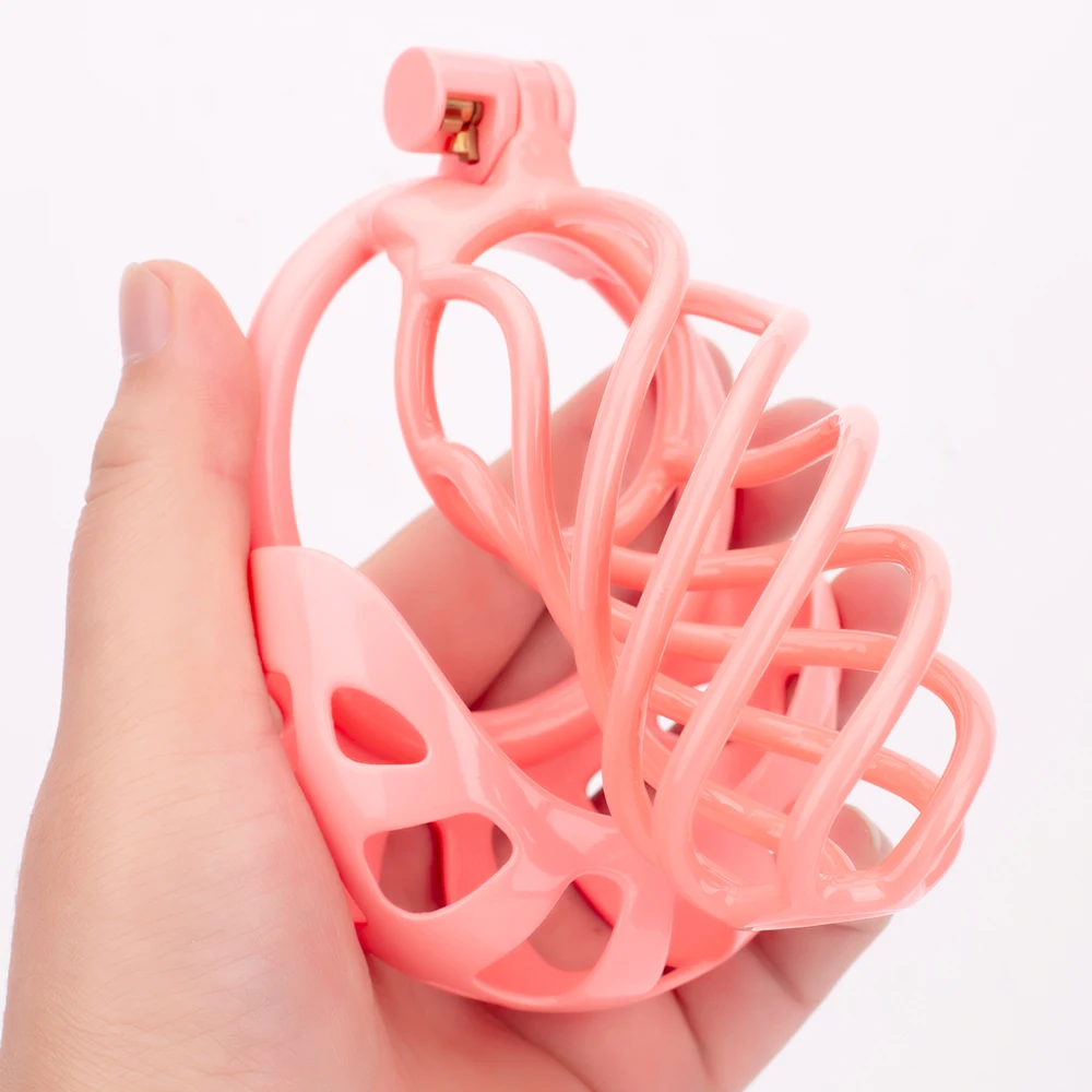 New Pink Ball Chastity Cage Set Male 3D Printing Lightweight Shell Cock Cage Penis Ring Lock Chastity Belt BDSM Sex Toys For Men