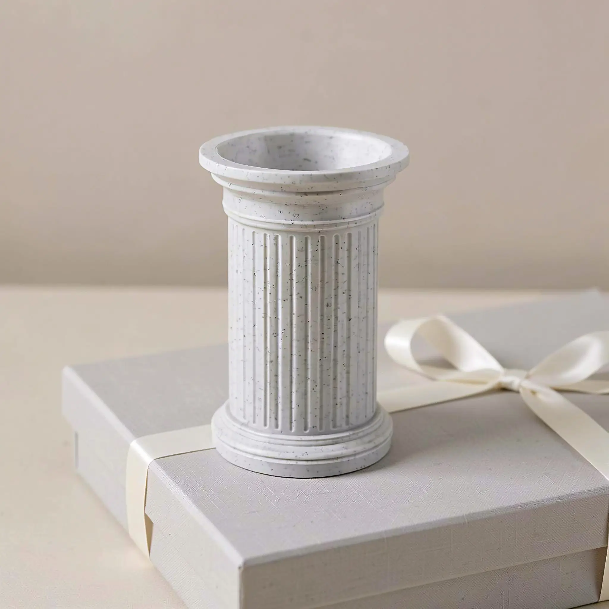 2Pcs Roman Column Pen Holders White Vintage Pillar Style Desktop Pencil Organizer Desk Storage Container Classical Pen Holder