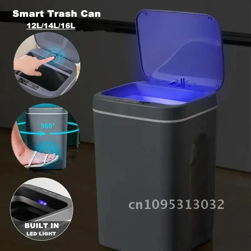 24L Smart Trash Can Multi-function Automatic Sensor Dustbin Garbage Bathroom Bin Intelligent Kitchen Waste Electric Bedroom for