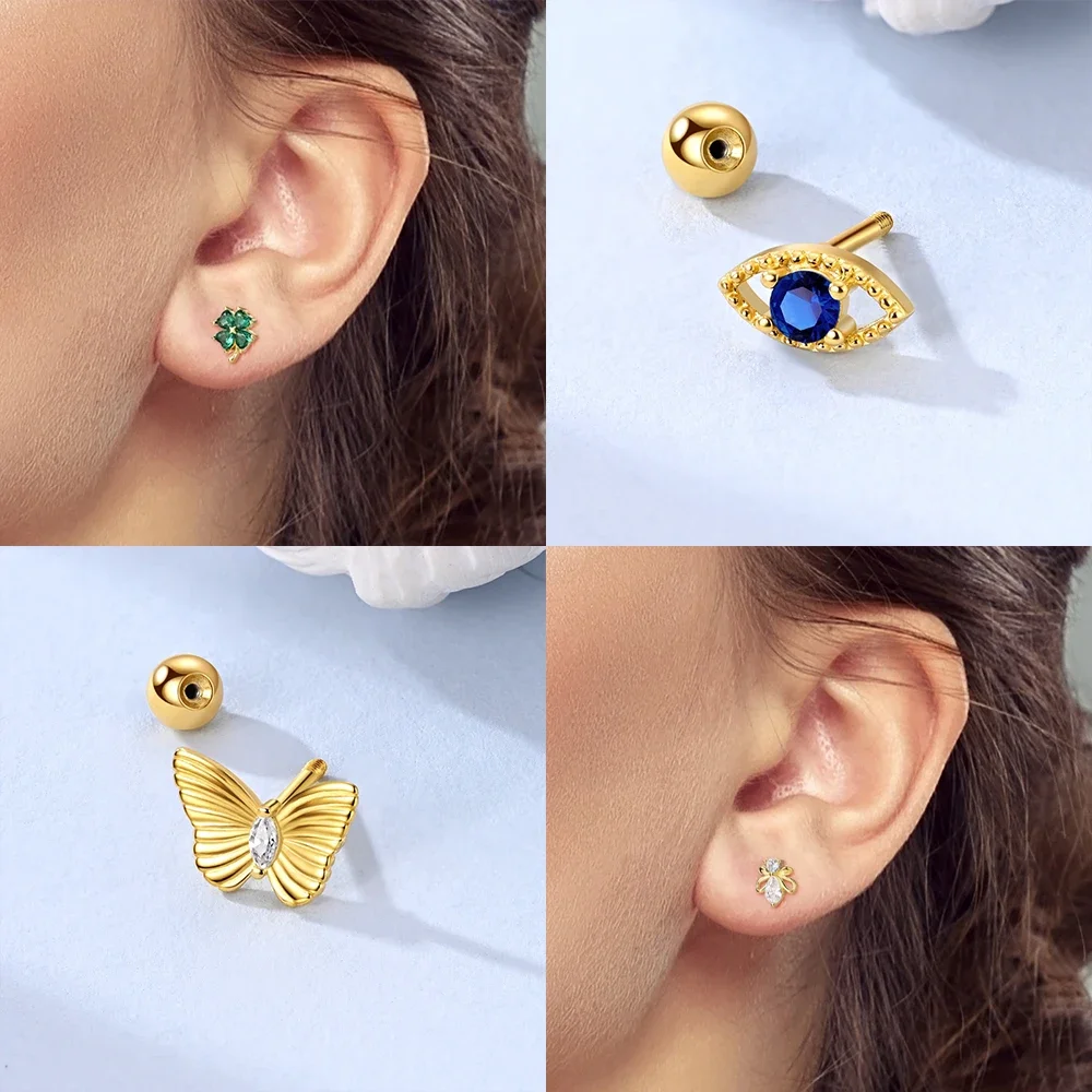 

Золотые серьги со звездой и луной, оригинальные серьги из серебра 925 пробы, цветочное сердце, подарок на день Святого Валентина, аксессуар, женские серьги, комплект ювелирных изделий