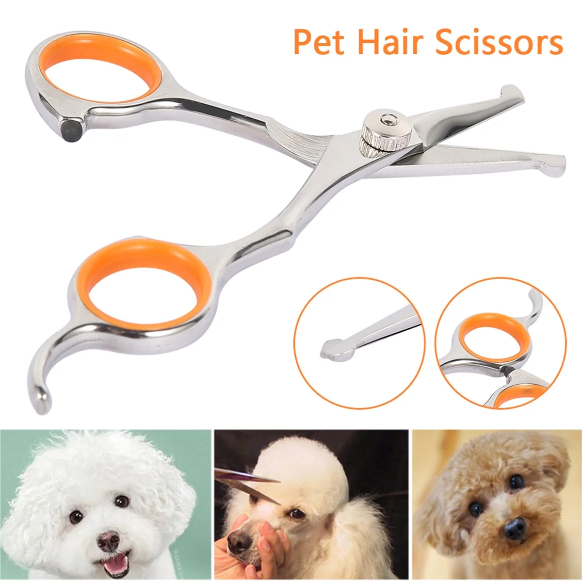 Tijeras de Aseo para Mascotas con Punta Redonda, Tijeras de Aseo para Perros/Gatos, Tijeras para Adelgazar el Pelo de Mascotas, Herramientas de Corte para Peluquería Canina