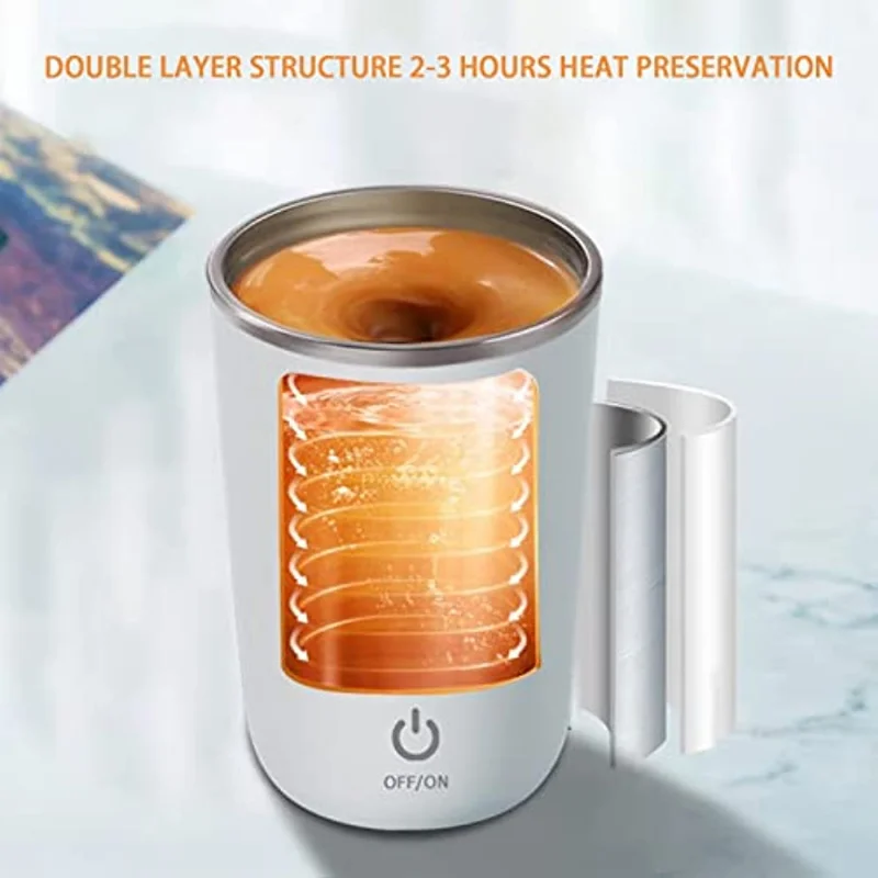 USB Rechargeable Automatic Self Stirring Magnetic Mug Stainless Steel Coffee Milk Mixing Cup Blender Smart Mixer Water Bottle