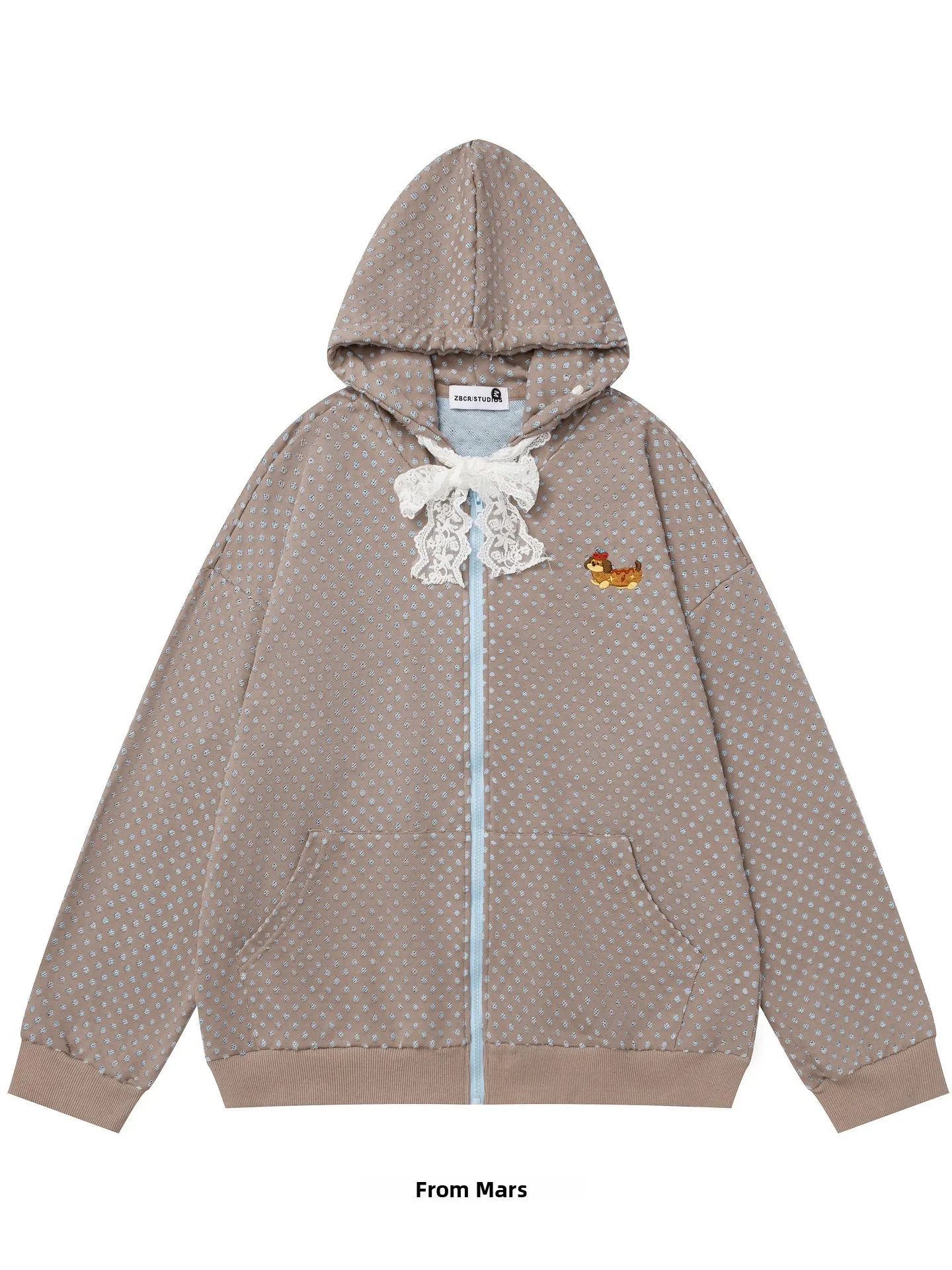 

Брендовая толстовка с дизайном в горошек, женский свободный кардиган в стиле оверсайз, модный вышитый свитшот на осень-зиму