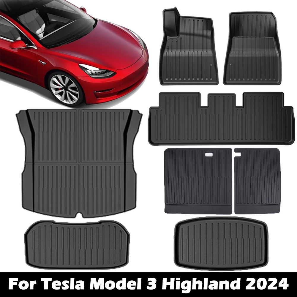 

Floor Mats Fit for 2024 Tesla Model 3 Highland,TPE All Weather Protection Cargo Liner Floor Mats and Cargo Trunk Mats Accessorie